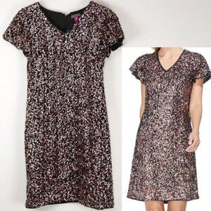 Vince Camuto Sequin Dress Flutter Sleeve Shift Mini Cocktail Pink Black Size 0